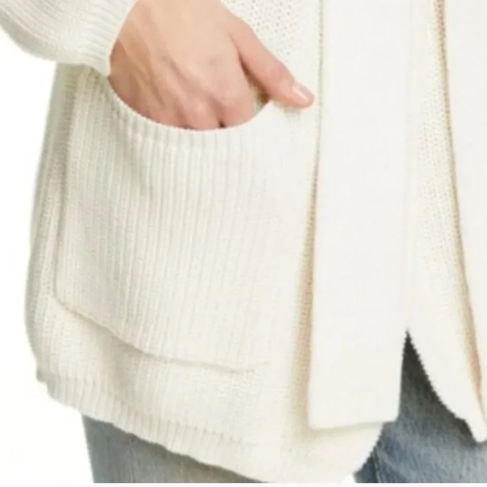 Jenni Kayne Belted Wrap Cotton Cardigan In Ivory - Picture 8 of 8